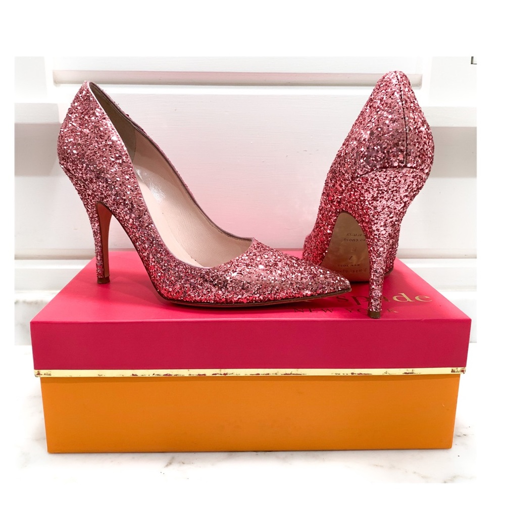 Kate Spade pink glitter pumps